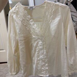 Madewell Cream Lace Detail Blouse